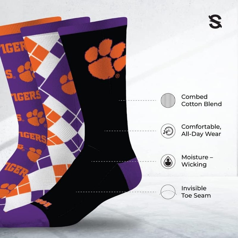 Strideline Store Mens NCAA Dress Socks- The Executive 3 Pack-One Size Fits Most - Image 2